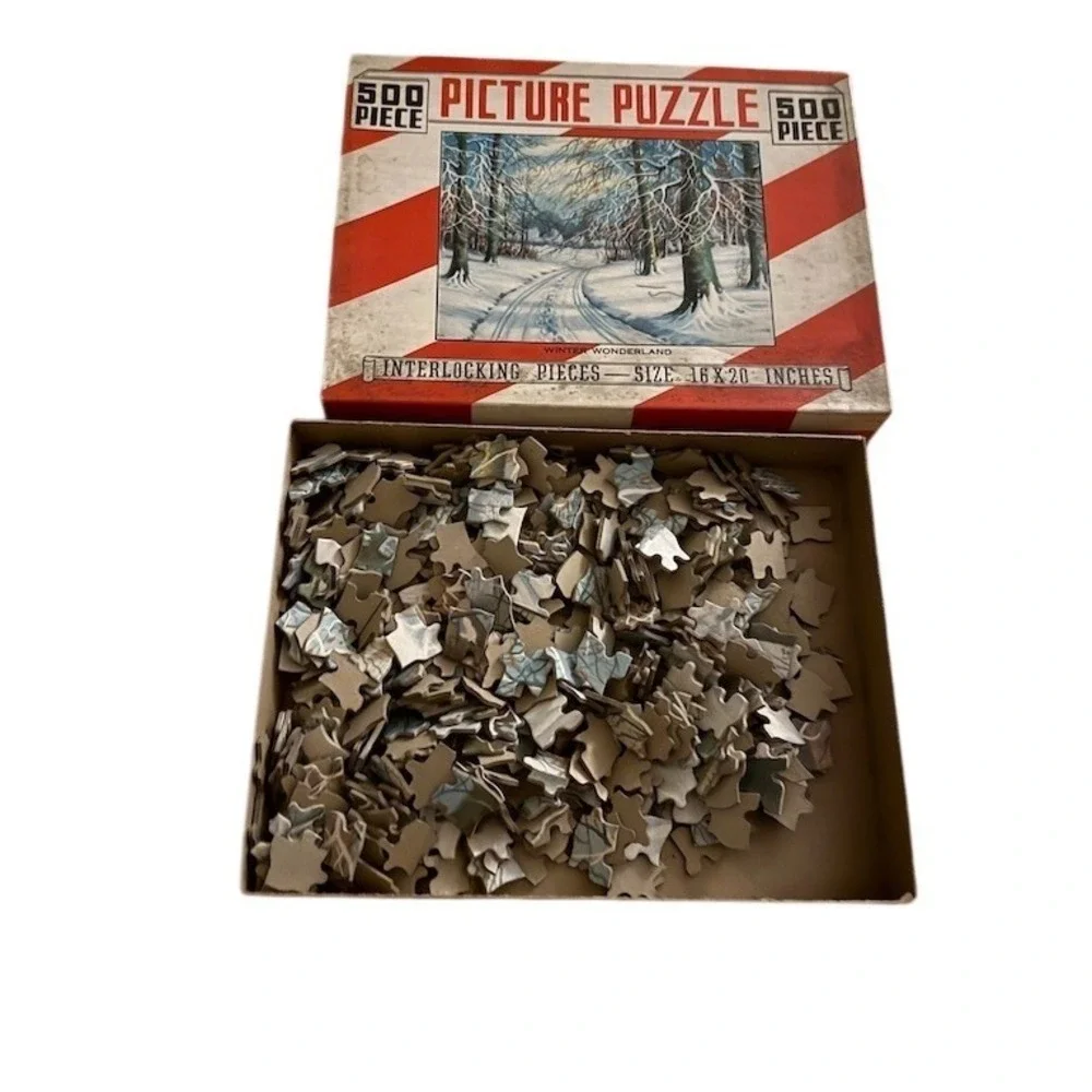 The Saylor Puz. Co. 500 Piece‎ Picture Puzzle Winter Wonderland 16x20 vintage